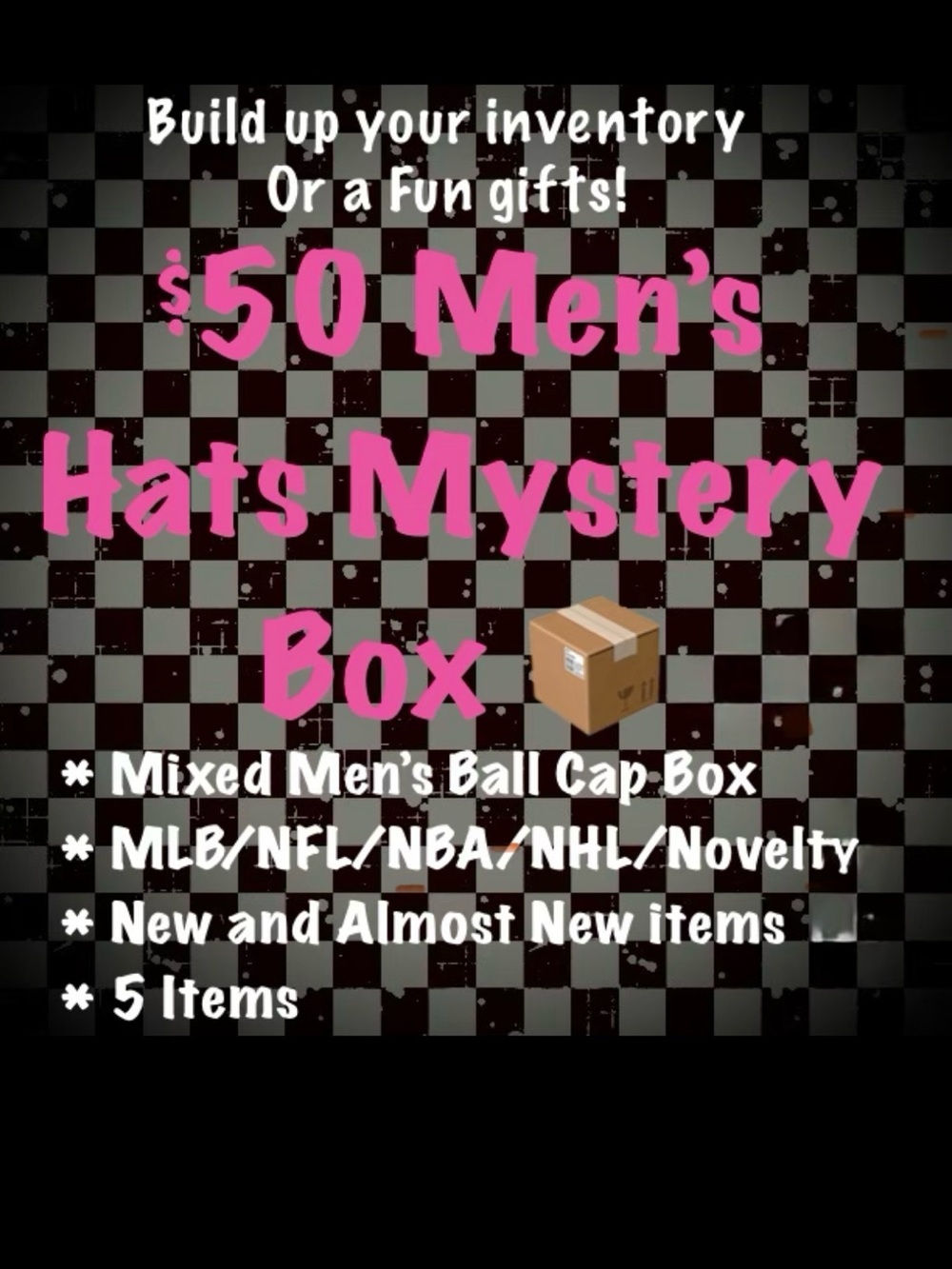 Men's Hats Mystery Box - Assorted Brands/ Colors - examples pictured